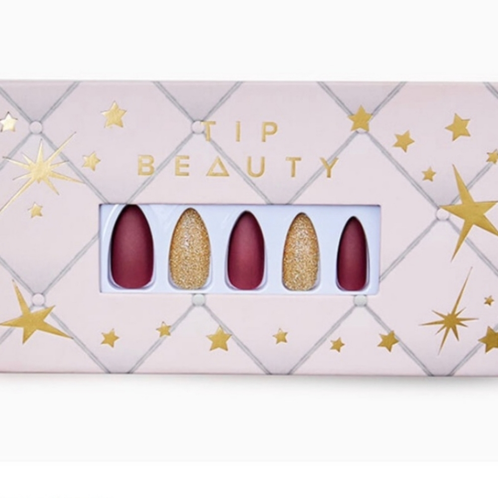Tip Beauty burgundy & gold Press on Nails